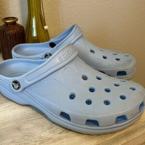 Crocs, light blue, women’s size 8-9